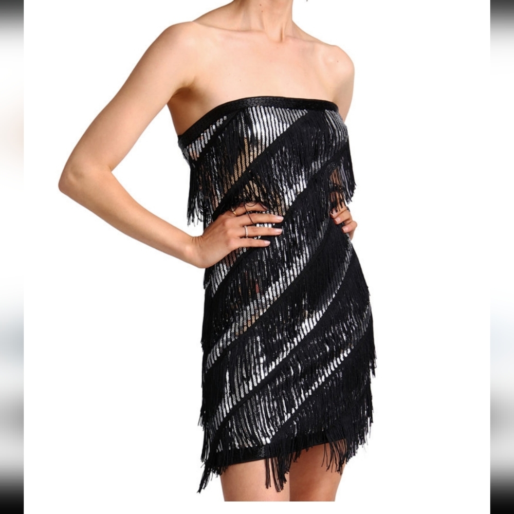 Avec Les Filles Sparkle Fringe Dress